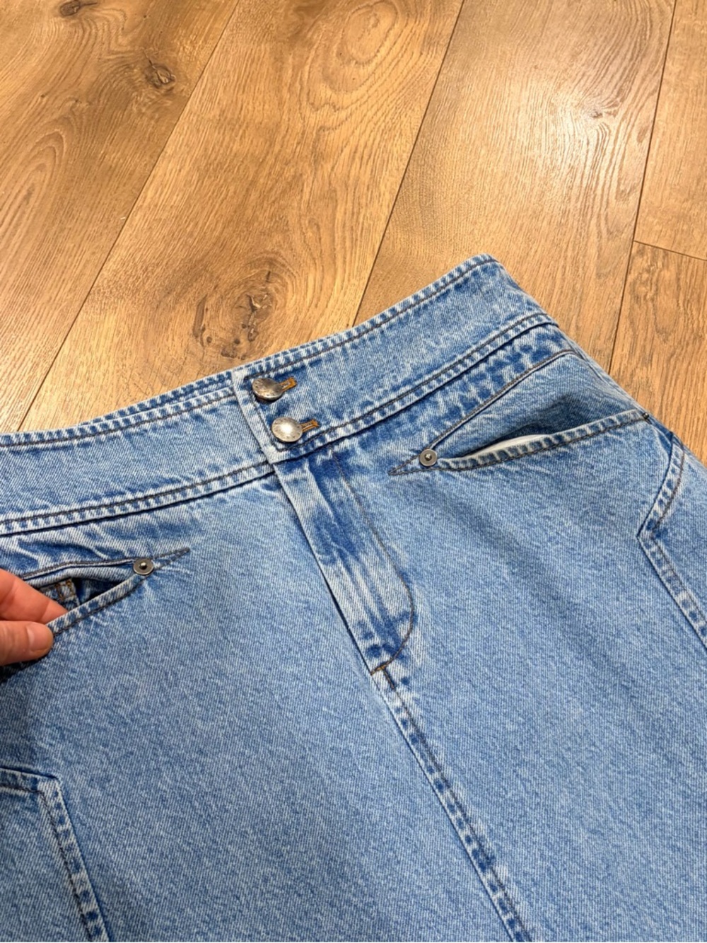 Tanya Taylor Cristina denim high waist mid length skirt - Size 2 - Picture 4 of 8